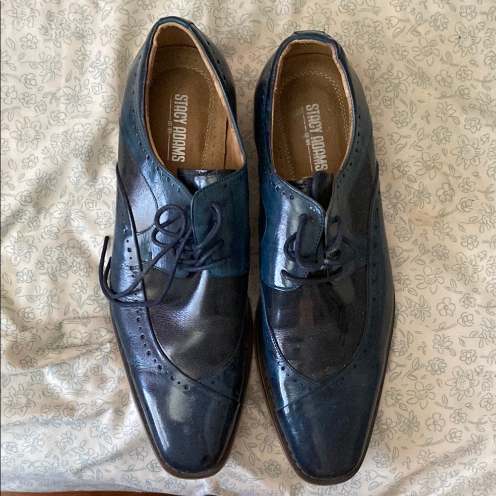 Stacy Adams Men's Navy Leather Oxfords